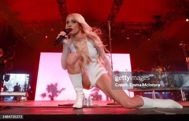 Michelle Joy of Cannons performs at the Gobi Tent during the 2023 Coachella Valley Music and Arts Festival on April 23, 2023 in Indio, California.