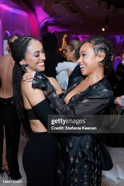 Kat Graham and Logan Browning attend The Daily Front Row's Seventh Annual Fashion Los Angeles Awards at The Beverly Hills Hotel on April 23, 2023 in...