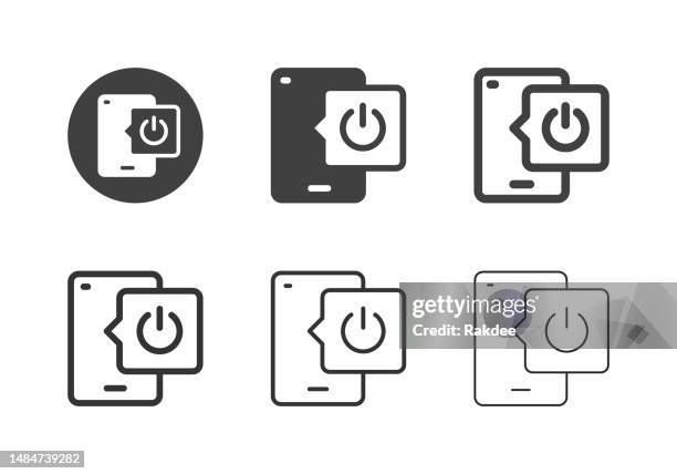 mobile app engine switch icons - multi series - hybrid cloud stock illustrations