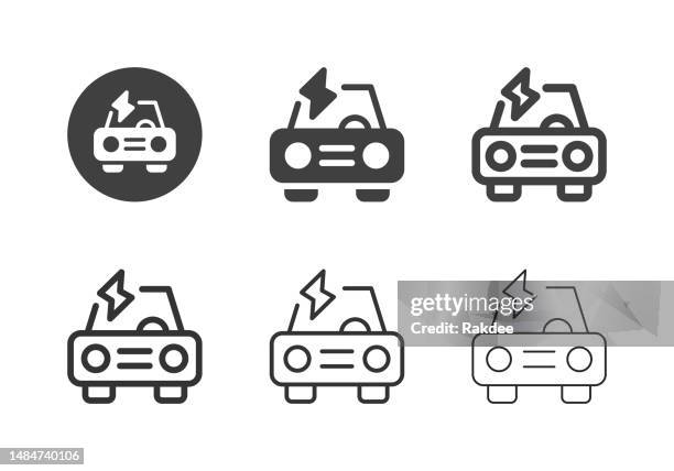 ev car icons - multi series - self driving truck stock illustrations