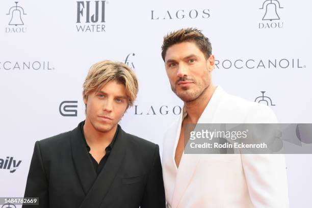Lukas Gage and Chris Appleton attend Daily Front Row's 7th annual Fashion Los Angeles Awards on April 23, 2023 in Beverly Hills, California.