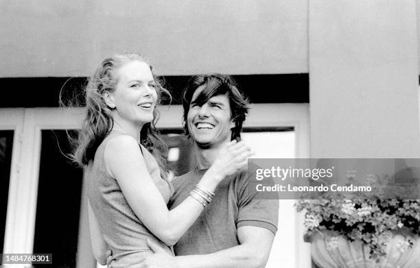 Married actors Nicole Kidman and Tom Cruise promoting their film, Stanley Kubrick's 'Eyes Wide Shut' at the Venice International Film Festival, Lido,...
