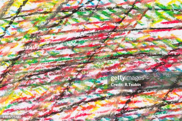 crayon drawing texture of different colors - abstract background - on paper - crayon hatching stock pictures, royalty-free photos & images