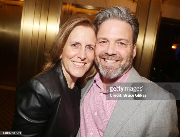Kristin Caskey and Tom LaMere pose at the opening night of the new play "Prima Facie" on Broadway at The Golden Theatre on April 23, 2023 in New York...