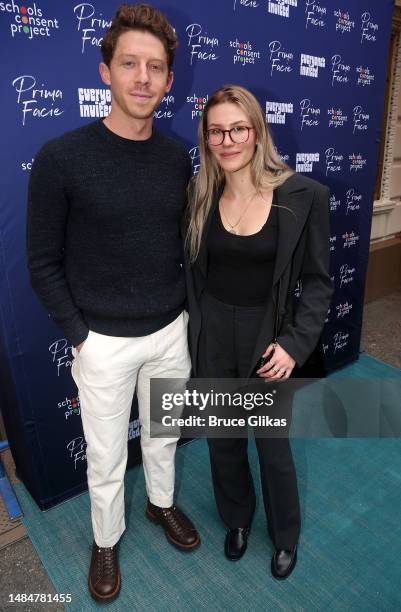 Will Hochman and Sofia Hublitz pose at the opening night of the new play "Prima Facie" on Broadway at The Golden Theatre on April 23, 2023 in New...