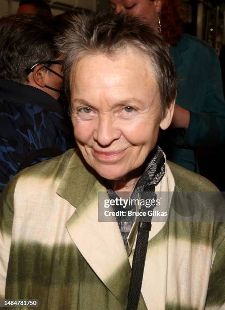 Laurie Anderson poses at the opening night of the new play "Prima Facie" on Broadway at The Golden Theatre on April 23, 2023 in New York City.