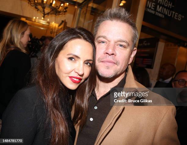 Luciana Damon Damon and Matt Damon pose at the opening night of the new play "Prima Facie" on Broadway at The Golden Theatre on April 23, 2023 in New...
