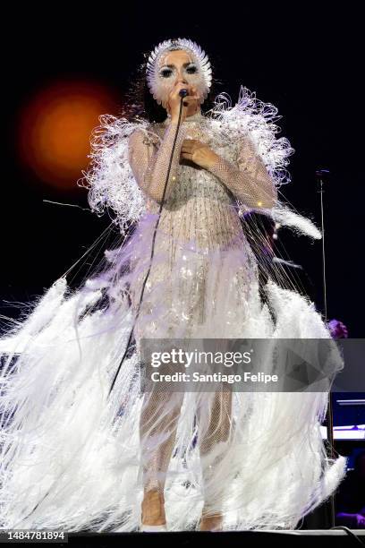 Bjork performs onstage during The 2023 Coachella Valley Music and Arts Festival on April 23, 2023 in Indio, California.