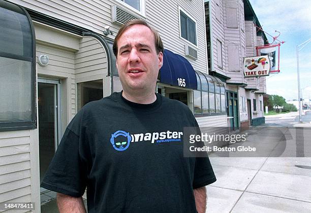 John Fanning stands in front of the storefront on Nantasket Beach, where he and his nephew Shawn Fanning started Napster. The building was formerly a...