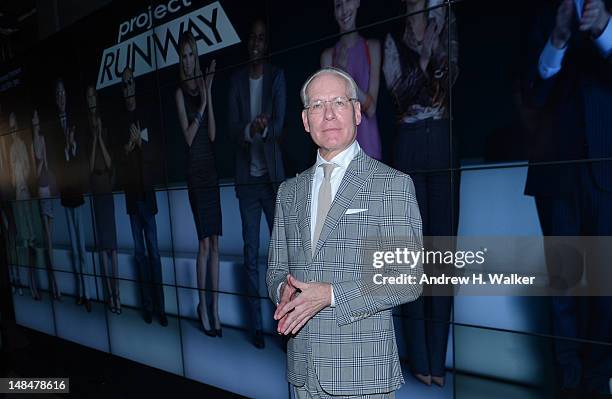 Personality Tim Gunn attends the Project Runway Life-Sized Interactive Runway installation on The High Line In New York at The High Line on July 17,...