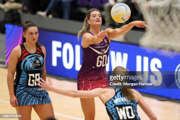 Francesca Williams of Loughborough Lightning in action during the Netball Superleague Round 13 match between Loughborough Lightning and Strathclyde...