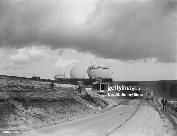 Fylingdales, the Ballistic Missile Early Warning Systems radar base with its domes, known as 'Radomes', under construction, Yorkshire Moors, October...