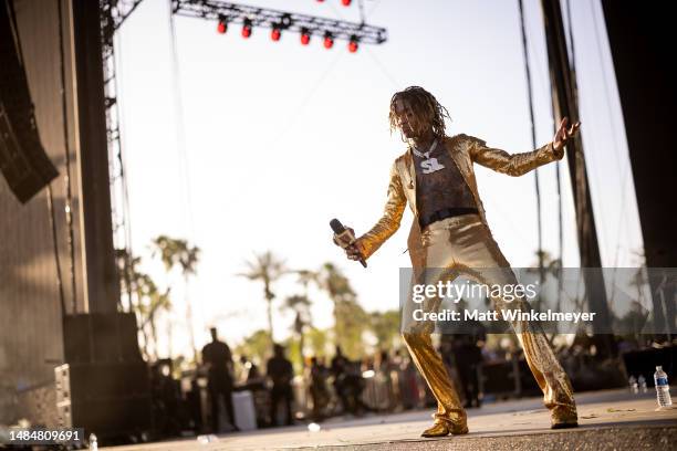 Swae Lee of Rae Sremmurd performs at the Outdoor Theatre during the 2023 Coachella Valley Music and Arts Festival on April 23, 2023 in Indio,...