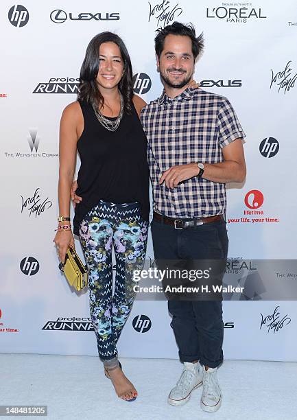 Designer Rebecca Minkoff and Gavin Bellour attend the Project Runway Life-Sized Interactive Runway installation on The High Line In New York at The...
