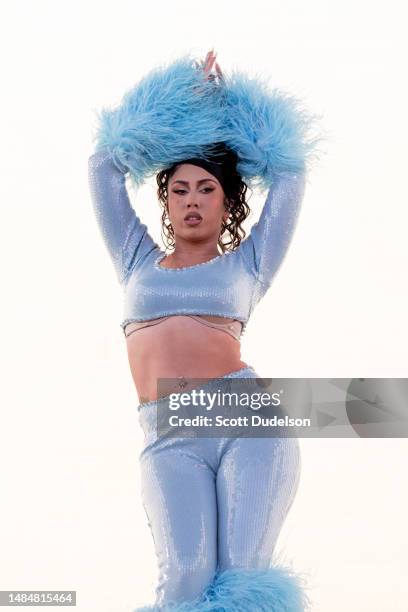 Singer Kali Uchis performs onstage during Weekend 2, Day 3 of the 2023 Coachella Valley Music and Arts Festival on April 23, 2023 in Indio,...
