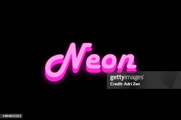 typography with 3d effect with the word neon in pink color on a black background - abc blocks stock pictures, royalty-free photos & images