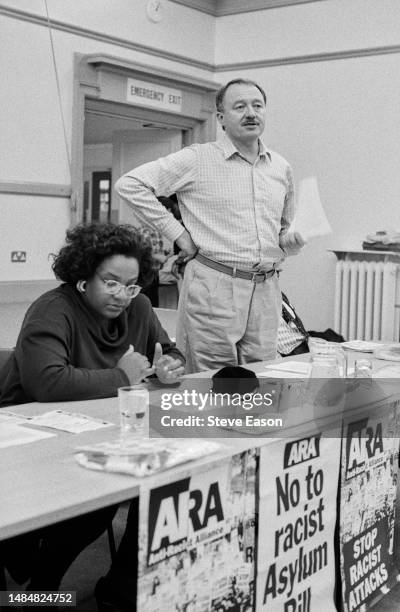 British politicians Ken Livingstone and Diane Abbott attend a meeting for the Anti-Racist Alliance held during the the Labour Party Conference,...