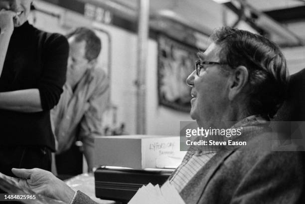 The American photographer Slim Aarons during a visit to the Hulton Getty archive in London, circa October 1999. The gallerist Michael Hoppen and...