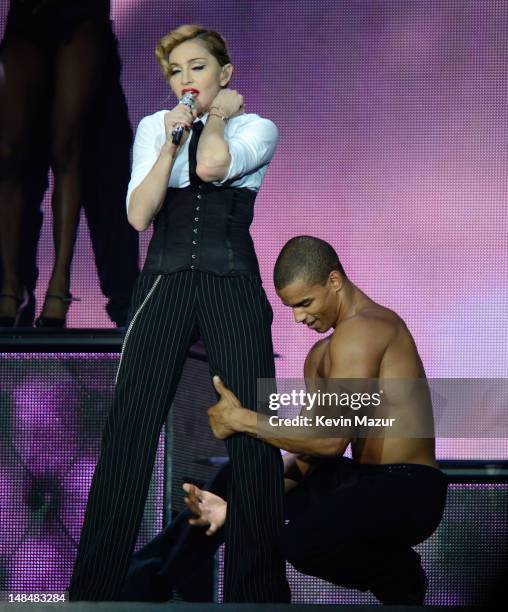 Madonna performs during her MDNA Tour at Hyde Park on July 17, 2012 in London, England.