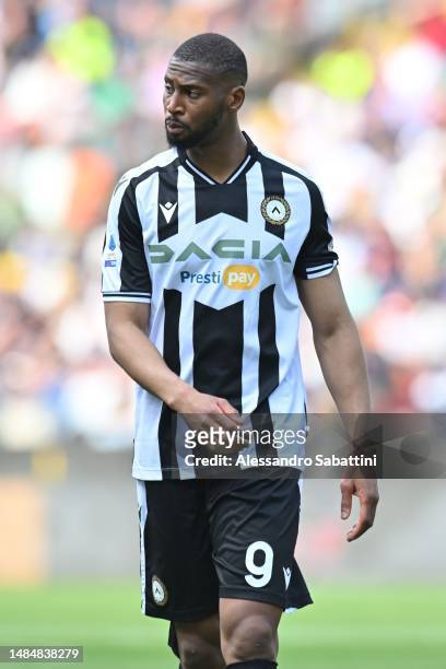 Beto of Udinese Calcio looks on during the Serie A match between Udinese Calcio and US Cremonese at Dacia Arena on April 23, 2023 in Udine, Italy.