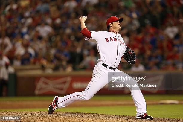 Joe Nathan of the Texas Rangers at Rangers Ballpark in Arlington on July 7, 2012 in Arlington, Texas.