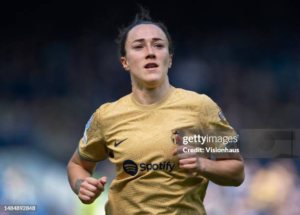 Lucy Bronze of Barcelona in action during the UEFA Women's Champions League semifinal 1st leg match between Chelsea FC and FC Barcelona at Stamford...