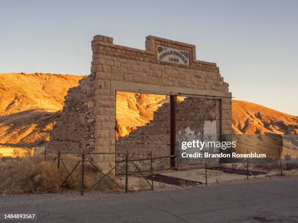 rhyolite ghost town in nevada - ghost town stock pictures, royalty-free photos & images