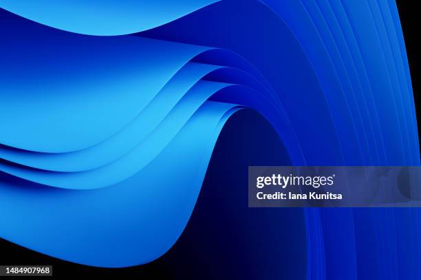 abstract layered blue and black background. beauty 3d pattern. - stereoscopic images stock pictures, royalty-free photos & images