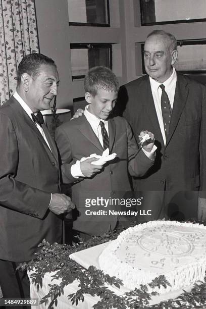 Producer and band leader Guy Lombardo and former Long Island parks commissioner Robert Moses and Moses' grandson Christopher Collins of Babylon, New...
