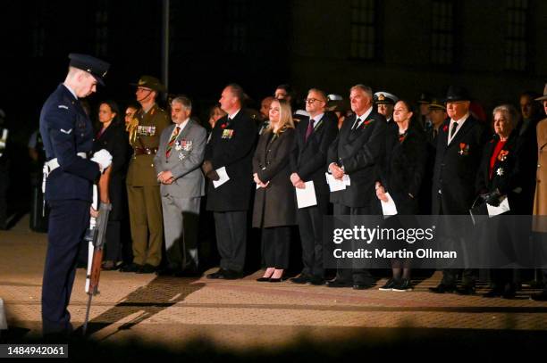 Prime Minister of Australia Anthony Albanese and partner Jodie Haydon, Australian War Memorial council chair, Kim Beazley and Governor-General of...