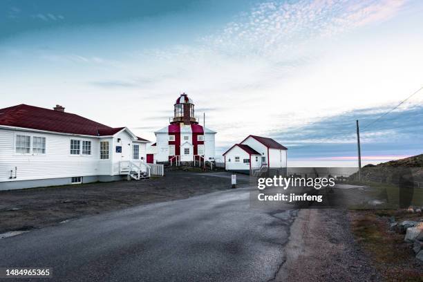 cape bonavista lighthouse at dawn, bonavista, canada - bonavista bay stock pictures, royalty-free photos & images