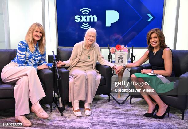 Laura Dern, Diane Ladd and Hoda Kotb pose for photos at SiriusXM Studios on April 24, 2023 in New York City.