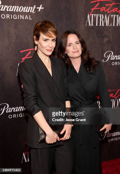 Sarah Paulson and Elizabeth Reaser attend the "Fatal Attraction" Premiere LA and Reception on April 24, 2023 in Los Angeles, California.