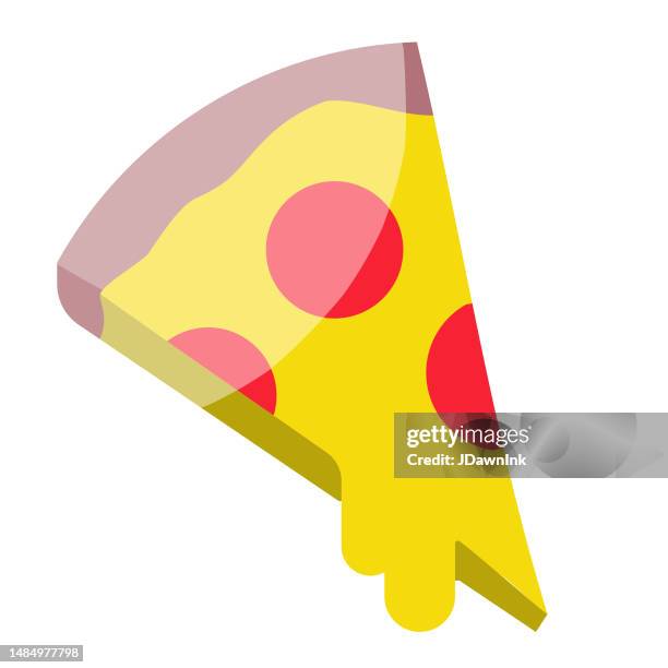 pizza slice colorful icon on white background - pizza slice on white stock illustrations