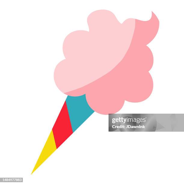 summer carnival food cotton candy icon on white background - cotton candy stock illustrations