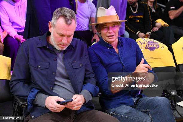 Timothy Olyphant attends a basketball game between the Los Angeles Lakers and the Memphis Grizzlies at Crypto.com Arena on April 24, 2023 in Los...