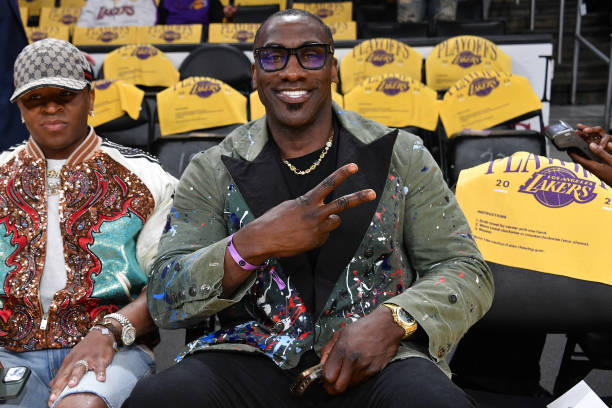 Shannon Sharpe attends a basketball game between the Los Angeles Lakers and the Memphis Grizzlies at Crypto.com Arena on April 24, 2023 in Los...