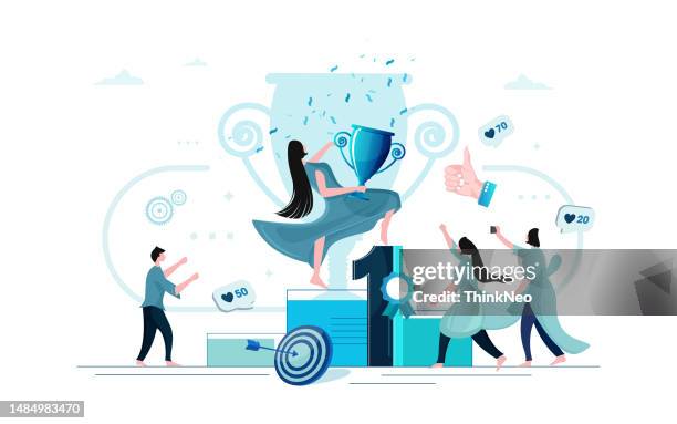 conceptual illustration of employee recognition award - awards ceremony poster stock illustrations