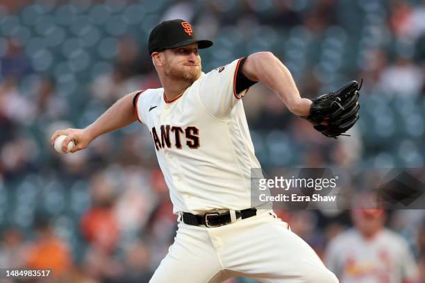 Alex Cobb of the San Francisco Giants pitches against the St. Louis Cardinals in the third2 inning at Oracle Park on April 24, 2023 in San Francisco,...