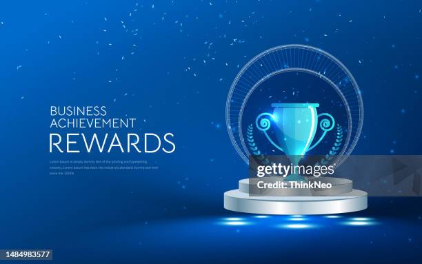 stage podium with trophy, stage podium scene with for award ceremony background - winning background stock illustrations