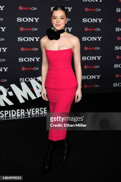 Hailee Steinfeld promotes the upcoming film "Spider-Man: Across the Spider-Verse" at the Sony Pictures Entertainment presentation during CinemaCon,...