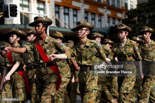 War veterans and defence personnel take part in the ANZAC Day parade on April 25, 2023 in Sydney, Australia. Anzac Day is a national holiday in...