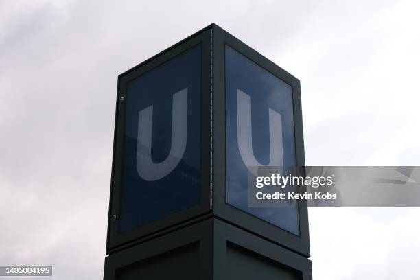 view of subway sign (u-bahn) in berlin, germany. - u bahn stock pictures, royalty-free photos & images