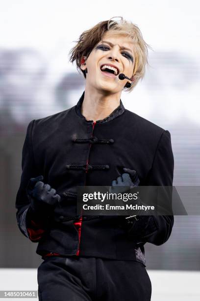 Jackson Wang performs in the Sahara Tent during the 2023 Coachella Valley Music and Arts Festival on April 23, 2023 in Indio, California.