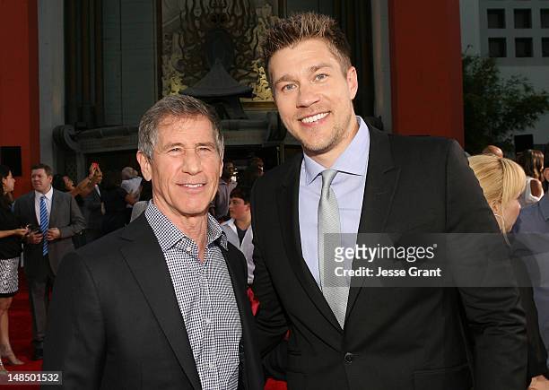 Chief Executive Officer of Lions Gate Entertainment Jon Feltheimer and director Scott Speer arrive at the Los Angeles Premiere of Summit...