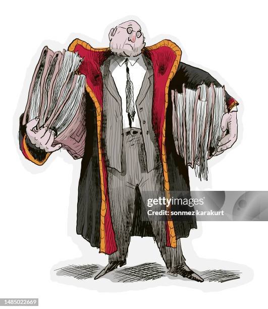 the justice system is too busy - authority stock illustrations