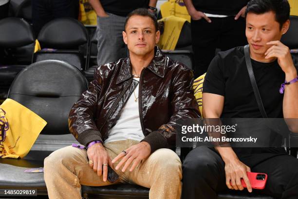 Javier Hernández attends a basketball game between the Los Angeles Lakers and the Memphis Grizzlies at Crypto.com Arena on April 24, 2023 in Los...