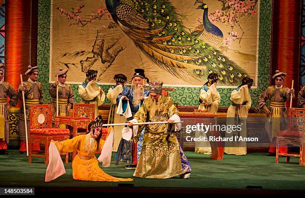 chinese opera performance at sunbeam theatre, north point. - stage make up ストックフォトと画像