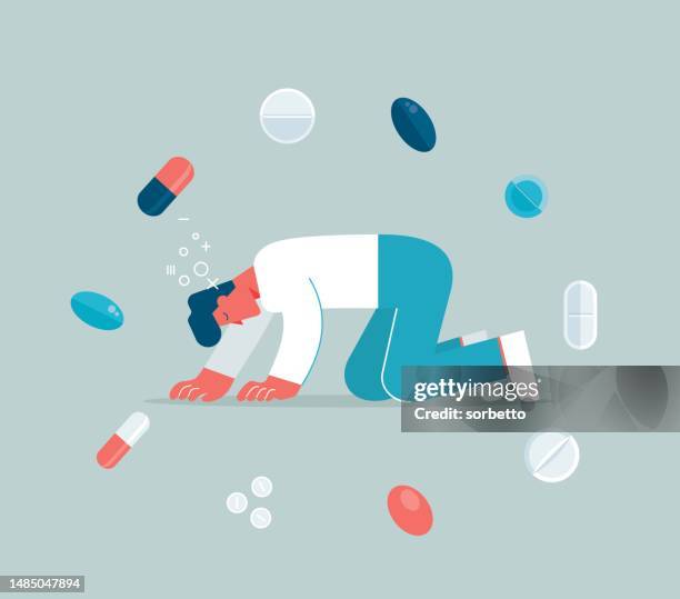 drug side effects - opioid epidemic stock illustrations