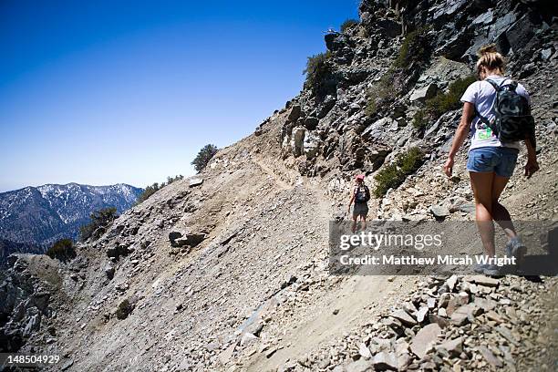 hike up to mount baldy in the san gabriel mountains. - san gabriel mountains stock pictures, royalty-free photos & images